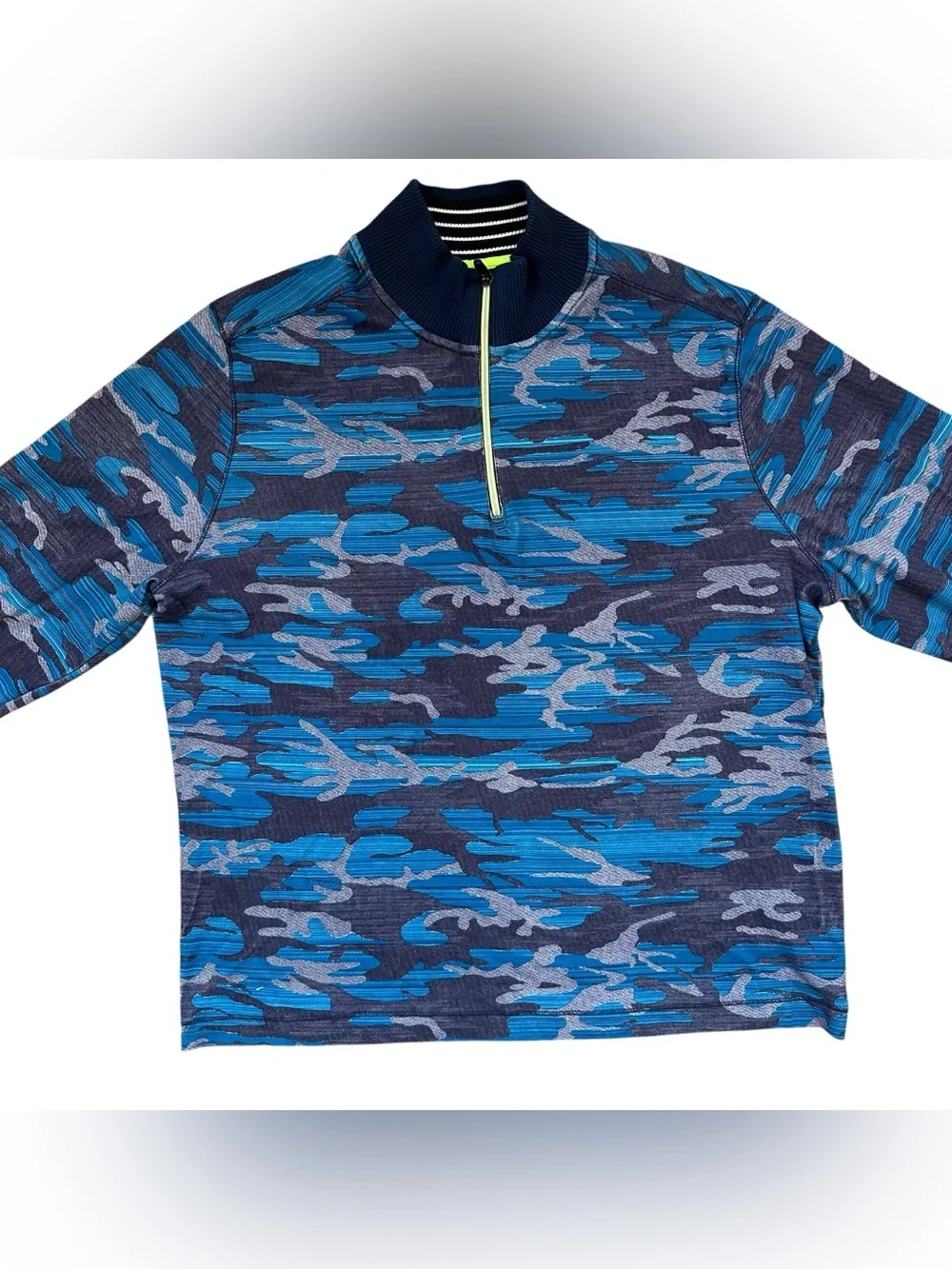 Robert Graham Street Circuit Blue & Purple 1/4 Zip Cotton Pullover Shirt XL